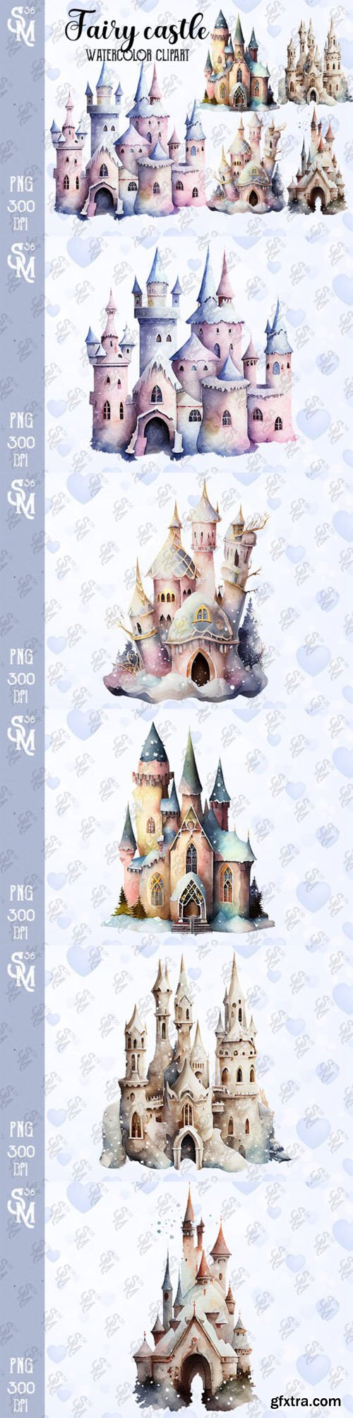 Fairy Castle - Watercolor Clipart Bundle Fairy Castle - Watercolor Clipart Bundle