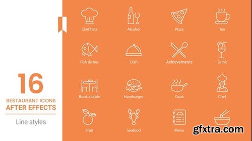 Videohive Restaurant Line Icons Pack 43930072 Videohive Restaurant Line Icons Pack 43930072