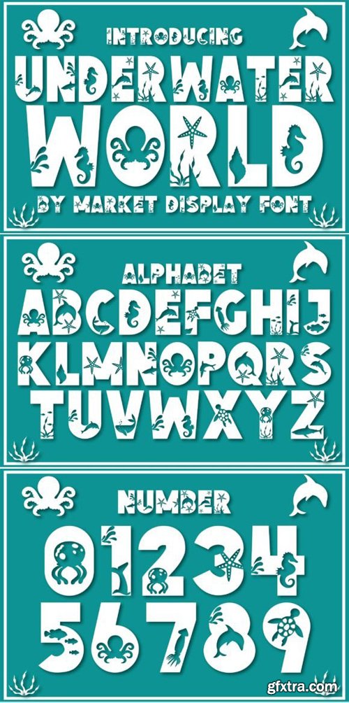 Underwater World - Cute decorative Display Font Underwater World - Cute decorative Display Font