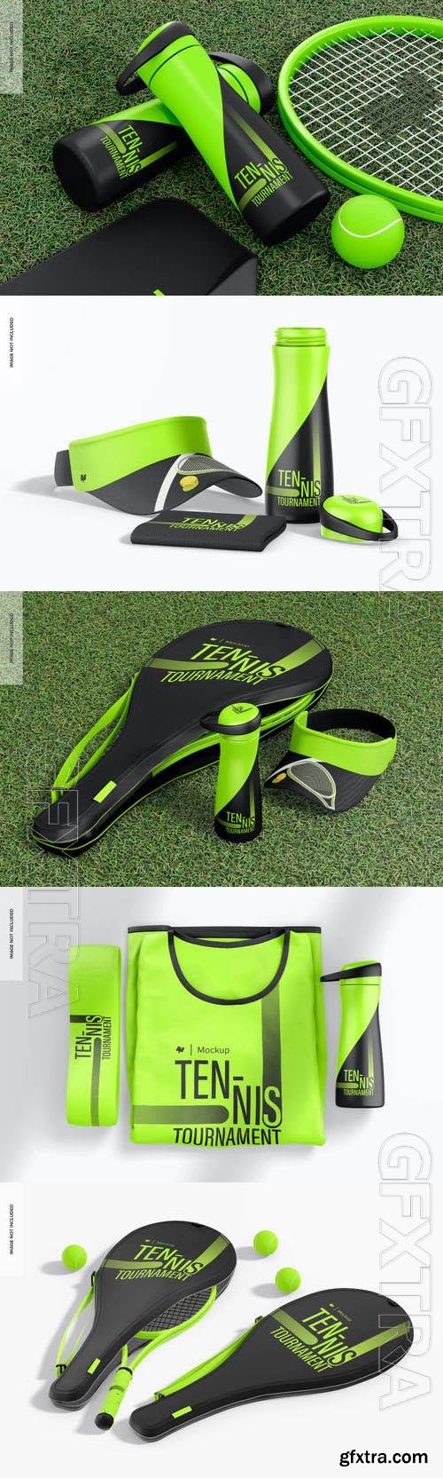 Tennis kit scene psd template mockup