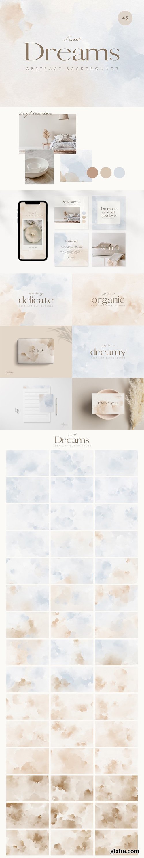 Sweet Dreams - Beige & Blue Abstract Backgrounds Pack Sweet Dreams - Beige & Blue Abstract Backgrounds Pack