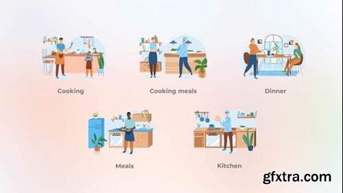 Videohive Cooking meals - Flat concepts 43902525