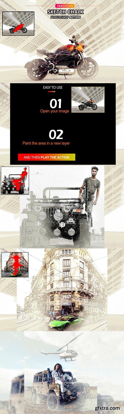 Creativemarket - Sketch Chalk Photoshop Action 6731217