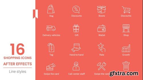 Videohive Shopping Line Icons Pack 44114560 Videohive Shopping Line Icons Pack 44114560