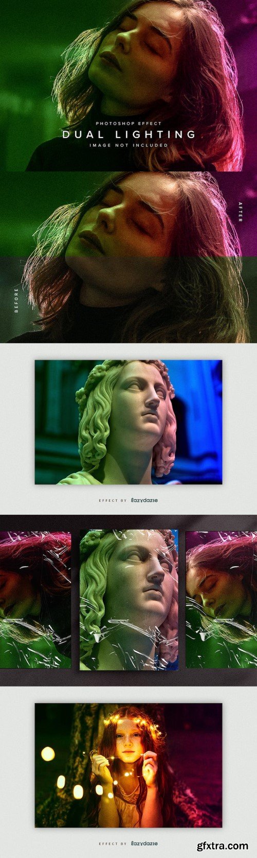 Dual lighting PSD Photo Effect Mockup » GFxtra