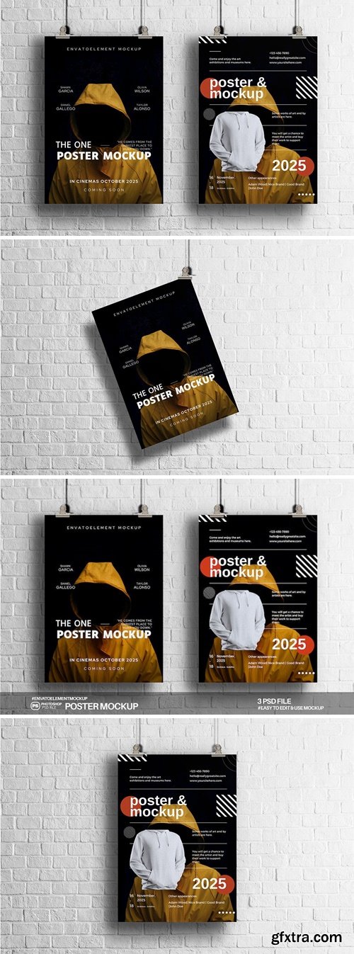 Hanging Black Poster Mockup 7XGJUUN