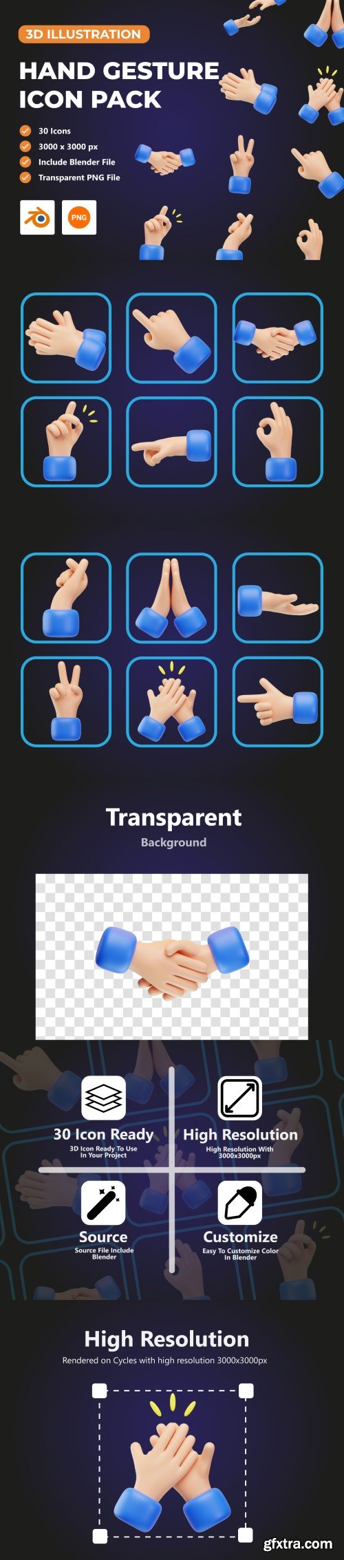 UI8 - Hand Gesture 3D Icon Pack