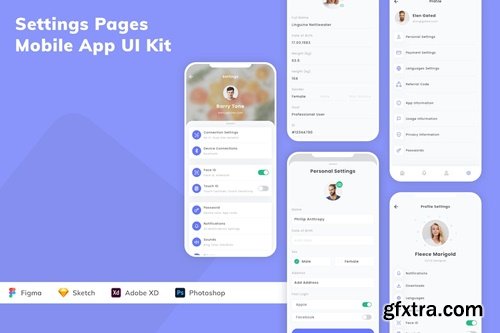 Settings Pages Mobile App UI Kit WSS2858