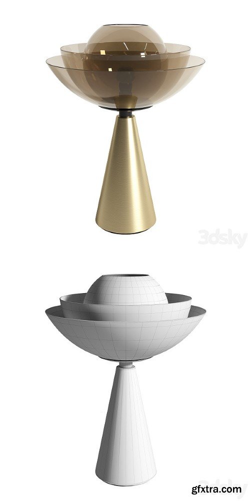 Mason Editions LOTUS Matte Gold Table Lamp | Vray+Corona