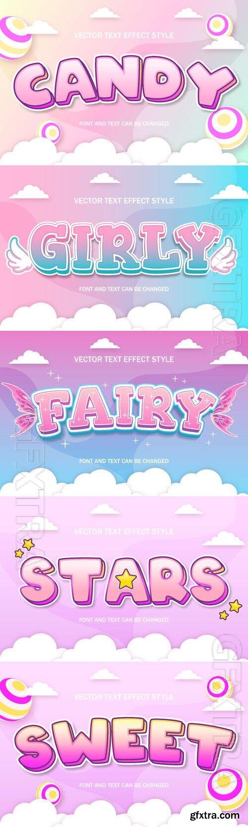 Vector 3d text editable, text effect font design set vol 74