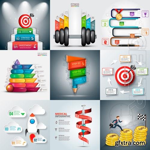 Vector medical education business fitness and baby infographic templates