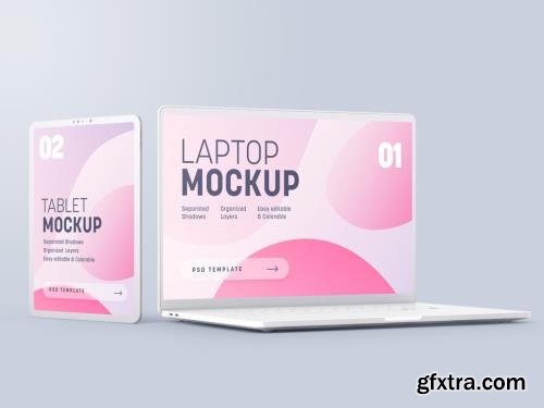 Clay Tablet and Laptop Multi Device Mockup 461125537