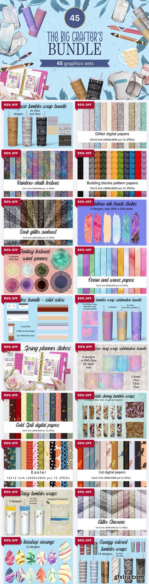 Big Crafter's Bundle - 45 Premium Graphics 62783253