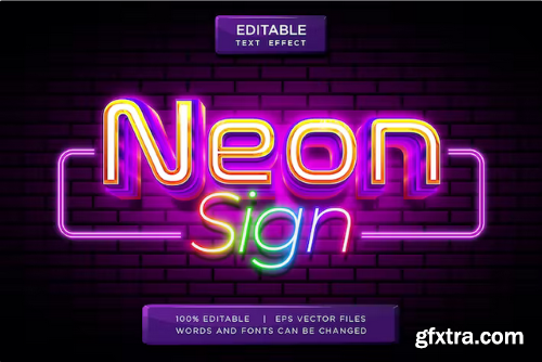 neon sign editable vector text effect