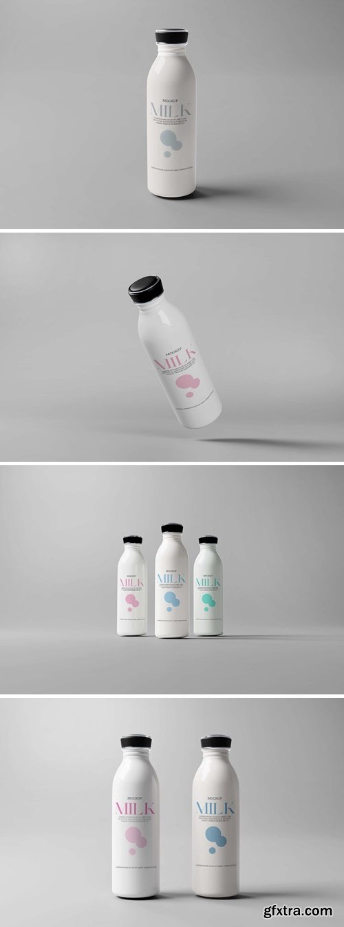 Glass Milk Bottle Mockup DZV26X4