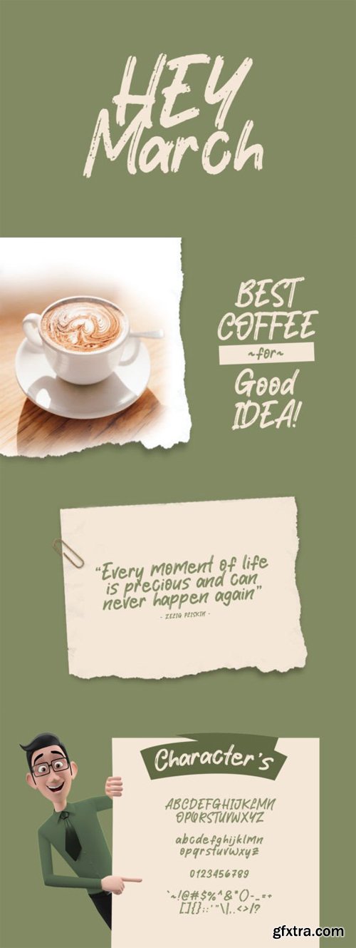 Hey March - Modern Brush Font Hey March - Modern Brush Font