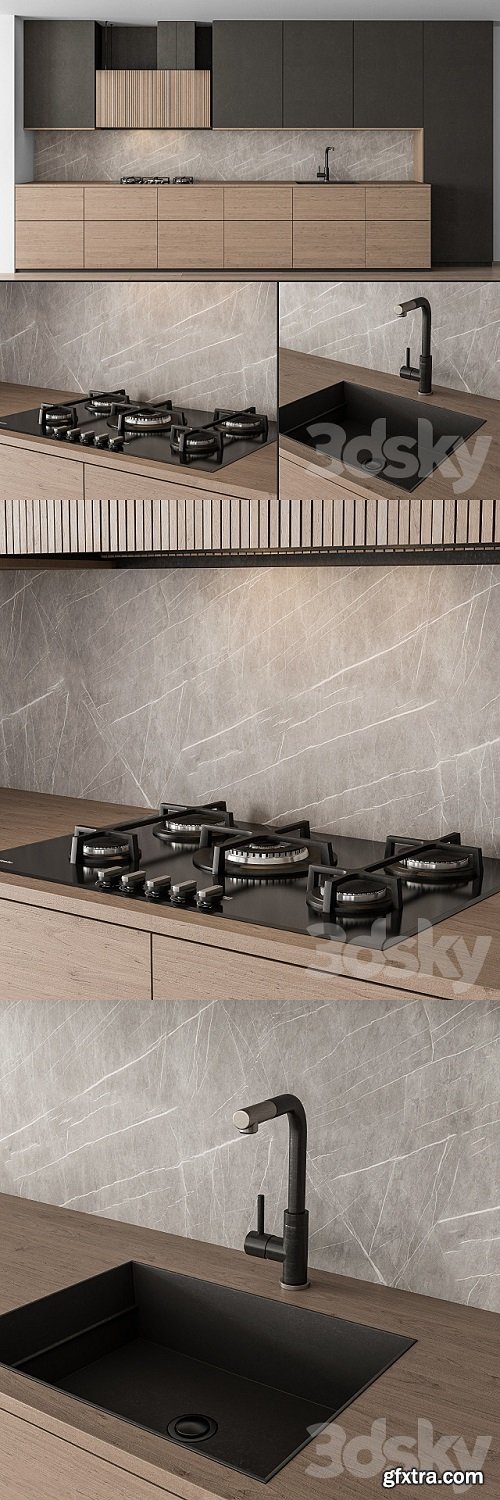 Pro 3DSky - Kitchen Modern – Black and Wood 76