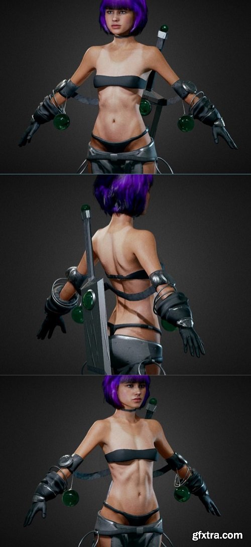 Cyberpunk Replicant Girl 3D Model