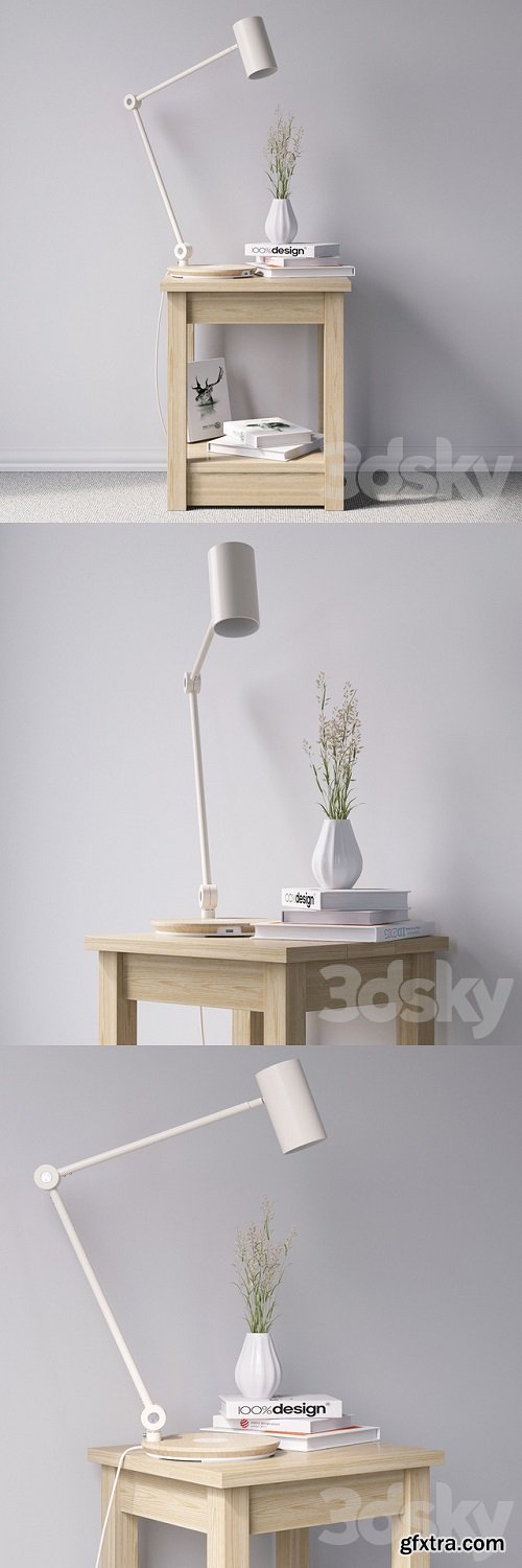 Pro 3DSky - Bedside table with lamp