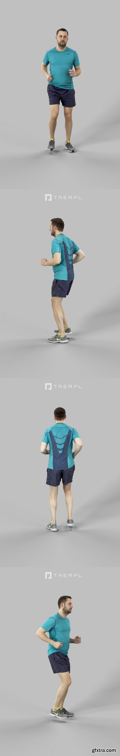 Portrait Sportswear Casual Man in Shorts Running Jogging VR / AR / low-poly 3d model