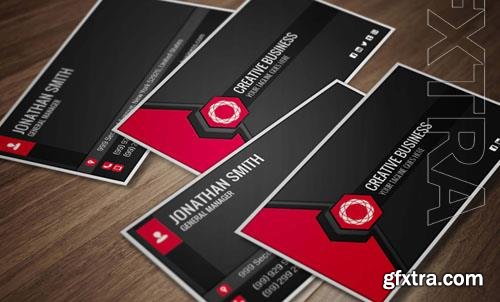 Business card psd mockup black with red desing template