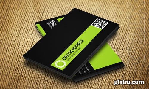 Business card psd mockup black with green desing template