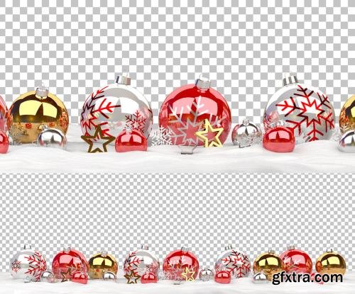 Christmas Decoration with Isolated Ball on White Snow Mockup 472503438
