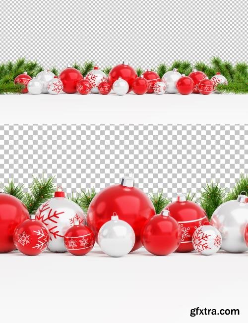 Isolated Red Christmas Baubles on White Mockup 470948758
