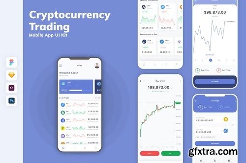 Cryptocurrency Trading Mobile App UI Kit FZBHATM