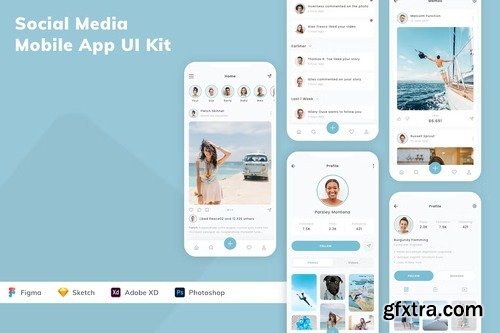 Social Media Mobile App UI Kit QN79ZUK