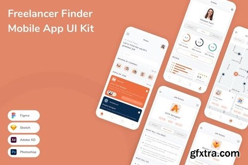 Freelancer Finder Mobile App UI Kit GSFW3DW