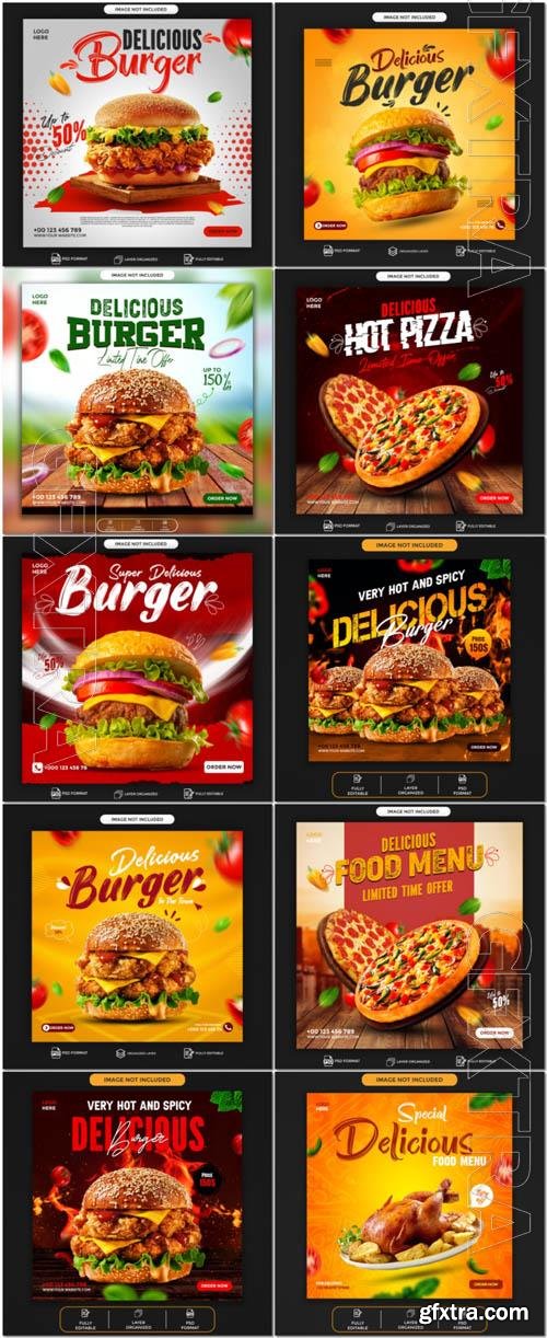Burger and Pizza, psd food menu social media promotion 