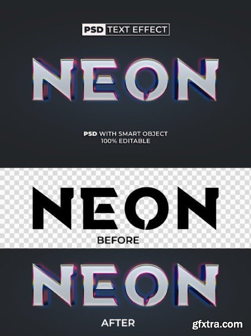 PSD Neon Text Effect Colorful Style
