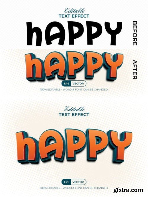 Happy 3D Text Effect Curved Style