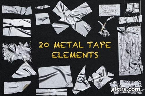 20 Realistic Metal Tape Isolated Object Overlays 