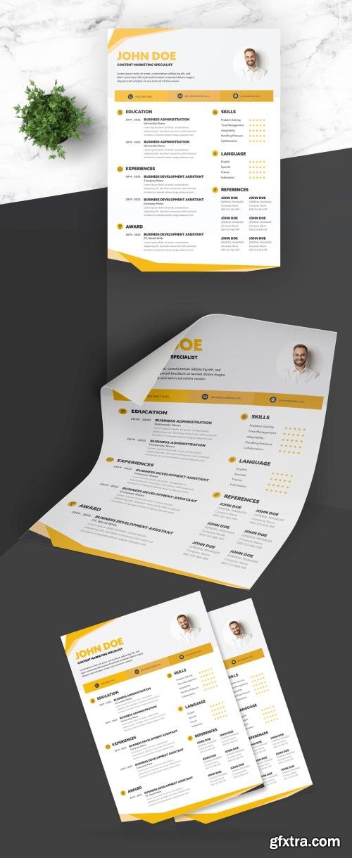 Clean Resume with Yellow Accents 430466006