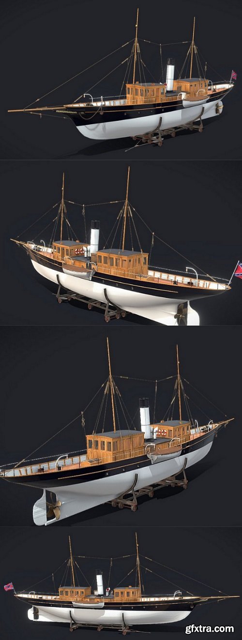 Steam yacht 3D Model