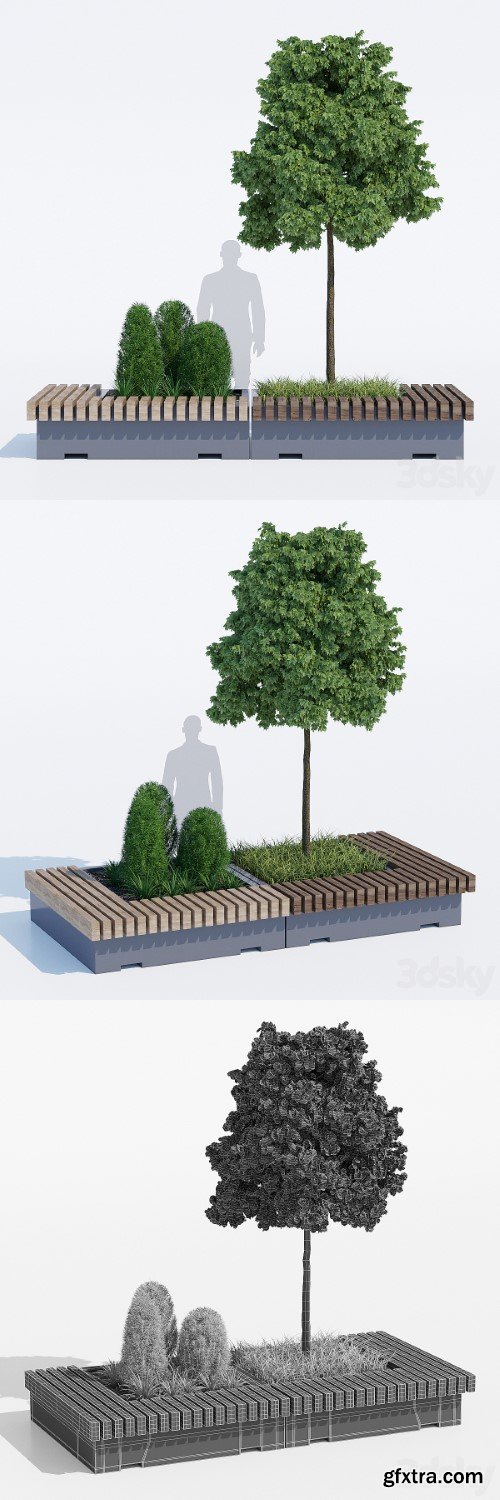 Pro 3DSky - Big green benches tree
