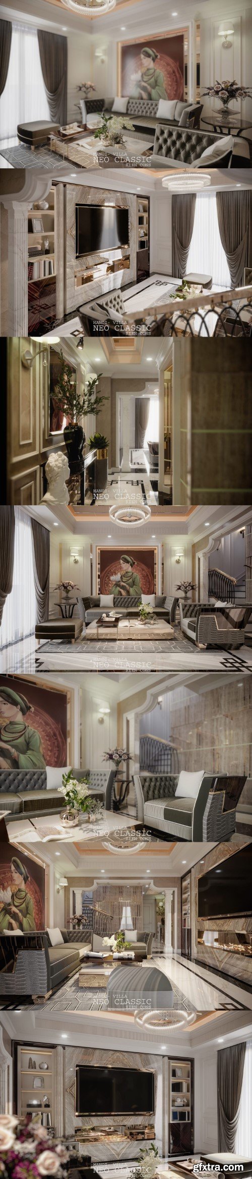 3D Neoclassic Living Room