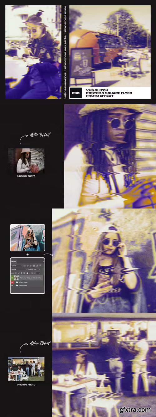 VHS Glitch Photo Effect