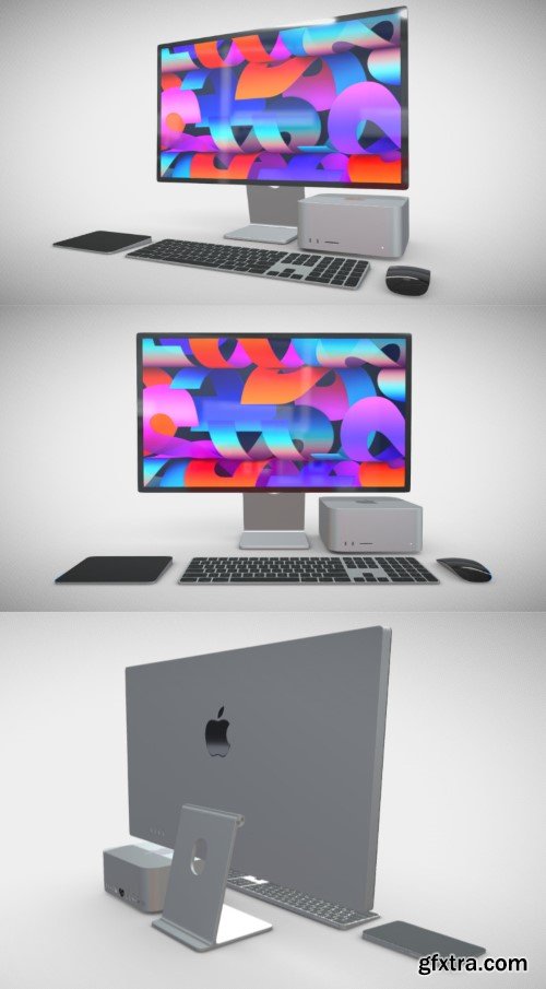 Apple Studio Display and Mac studio full set 3D Model