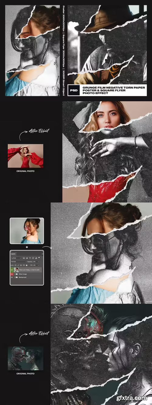 Grunge Film Negative Torn Paper Photo Effect