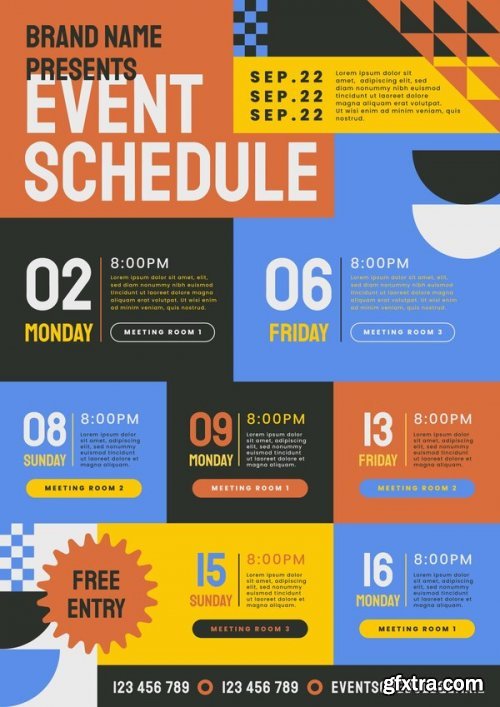 Flat design event schedule design Premium Vector