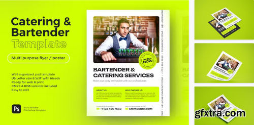 Bartender and catering services flyer template 639BQ4N