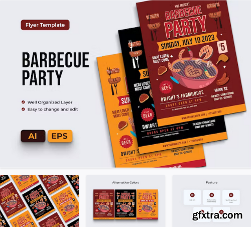 BBQ Party Flyer Ai & EPS Template