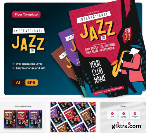 International Jazz Day Flyer AI & EPS Template