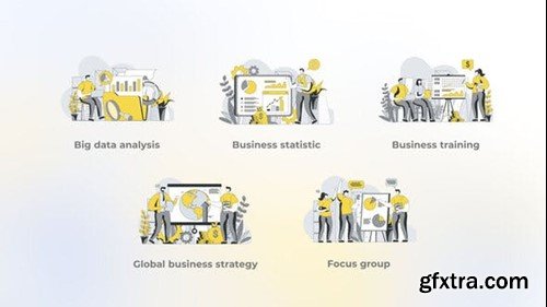Videohive Global Business Strategy - Yellow Gray Flat Illustration 44638112 Videohive Global Business Strategy - Yellow Gray Flat Illustration 44638112