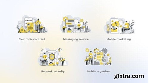 Videohive Mobile Organizer - Yellow Gray Flat Illustration 44638116 Videohive Mobile Organizer - Yellow Gray Flat Illustration 44638116