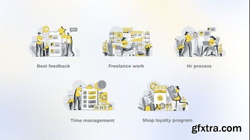 Videohive Freelance Work - Yellow Gray Flat Illustration 44638104