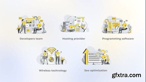Videohive Developers Team - Yellow Gray Flat Illustration 44638096